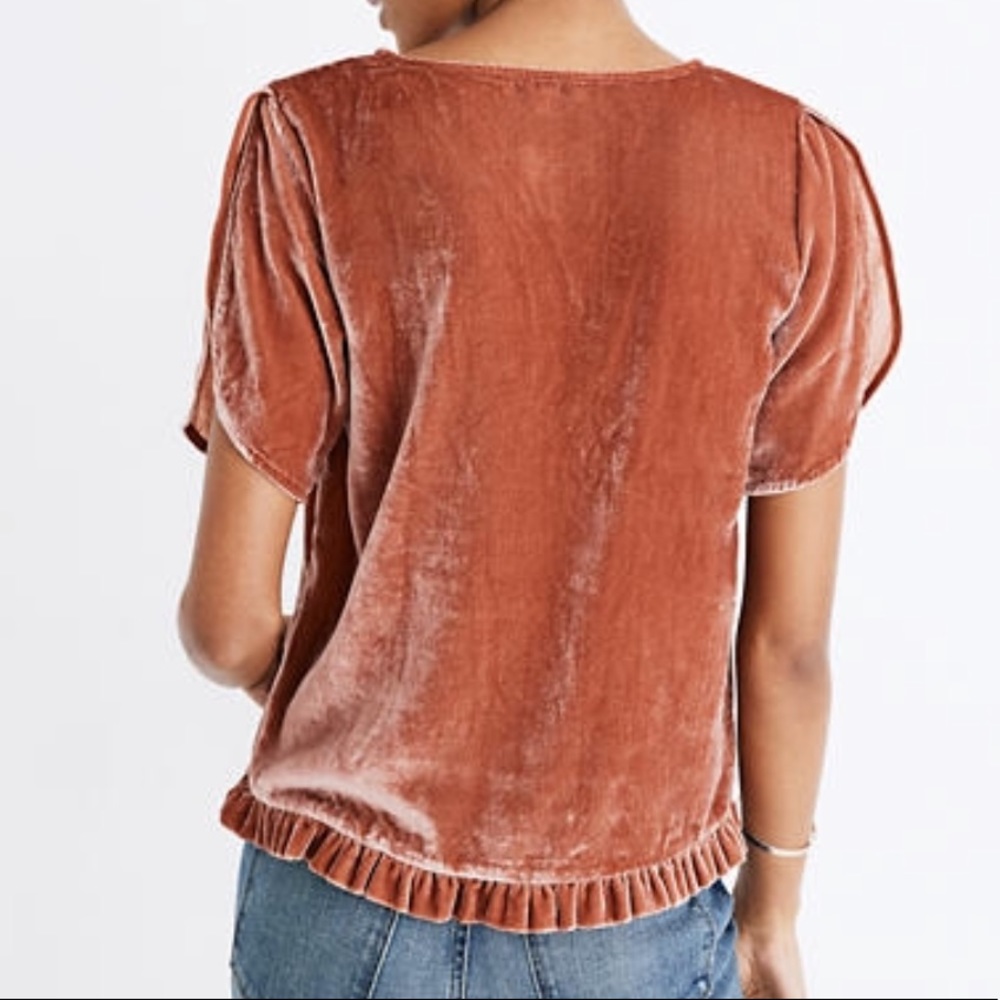 Madewell Velvet Tulip-Sleeve Ruffle Top - Picture 3 of 9